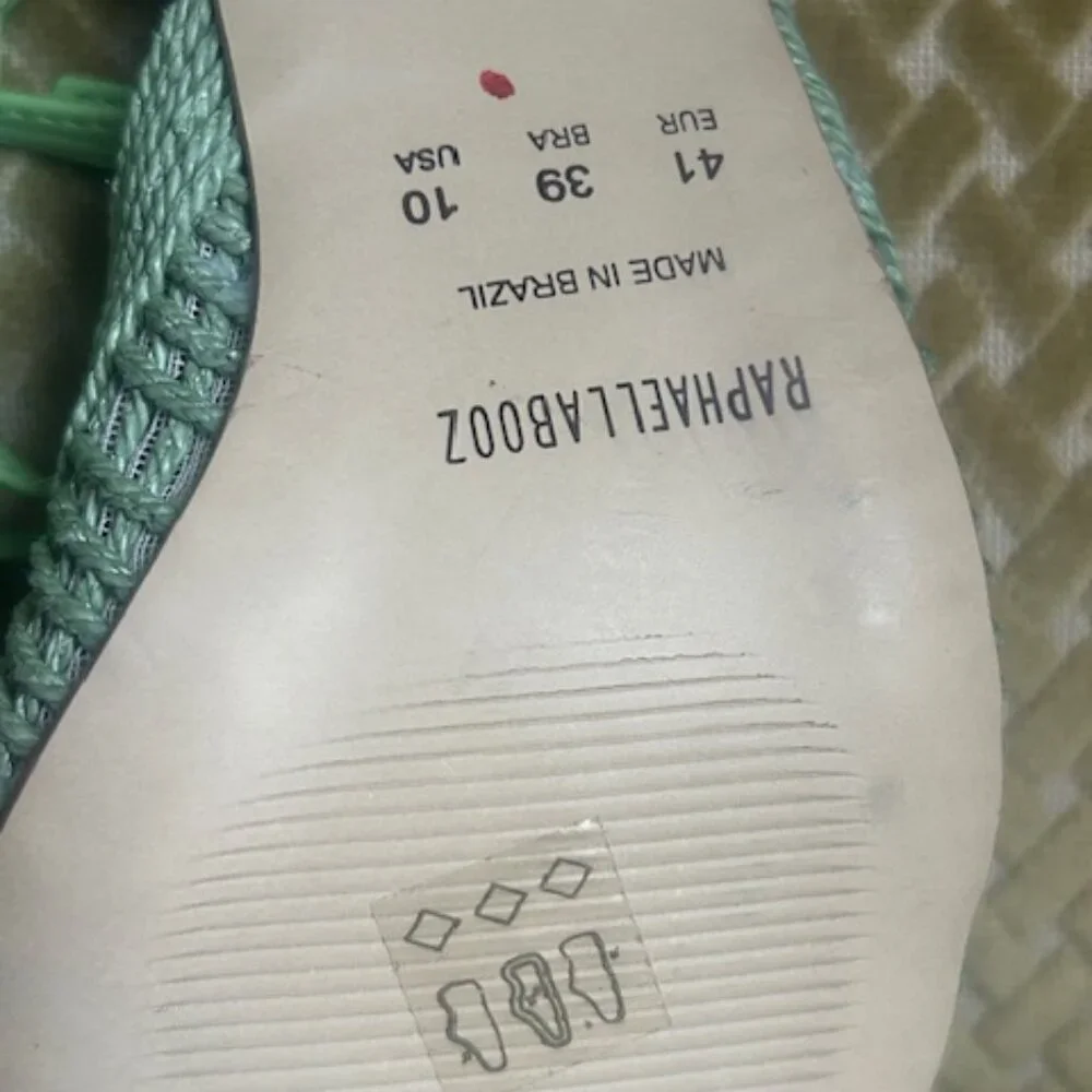 Anthropologie x Rafealla Booz Woven Apple Green Jute Block Heeled Sandals NEW - Picture 12 of 16
